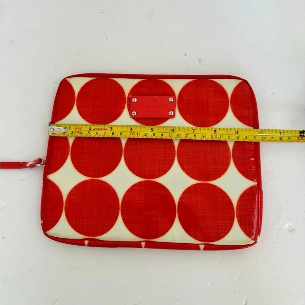 Kate Spade Womens Insulated Polka Dot Zip Around Red Flat IPad Case
